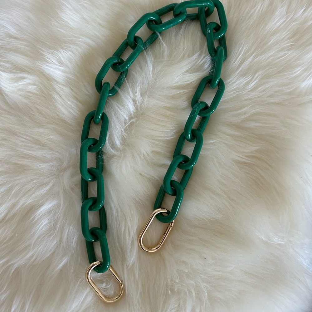 Quince Green Resin Chain Strap with Gold Hardware